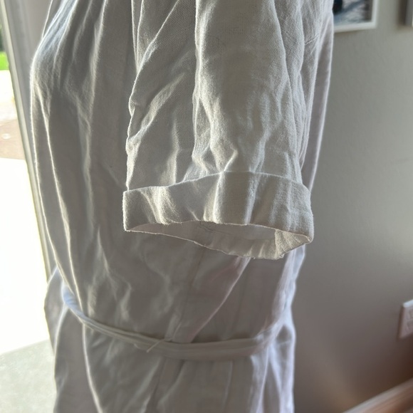 EUC Abercrombie & Fitch shirt dress in white Size Large Petite Linen Blend - Picture 8 of 9